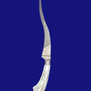 Handcrafted Indo-Persian Ceremonial Dagger with Mother of Pearl Handle & Silver Koftgiri Work – 17.5 Inch