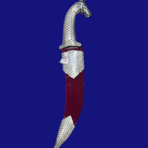 Horse Head Damascus Steel Dagger with Silver Koftgiri Work