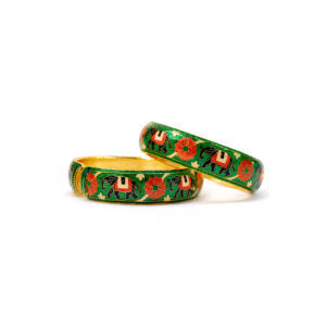 Meenakari Elephant Design 22 Carat Gold Plated Openable Bangles – Green (Set of Two)