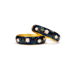 Meenakari Floral Design 22 Carat Gold Plated Openable Bangles – Navy Blue (Set of Two) Turn