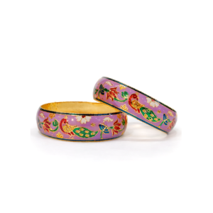 Meenakari Peacock Design Purple 22 Carat Gold Plated Bangles – Set of Two
