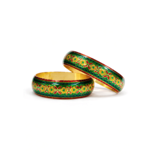 Meenakari Floral Design 22 Carat Gold Plated Bangles – Green (Set of Two)