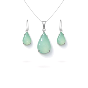 Charming Aqua Chalcedony Pendant Set
